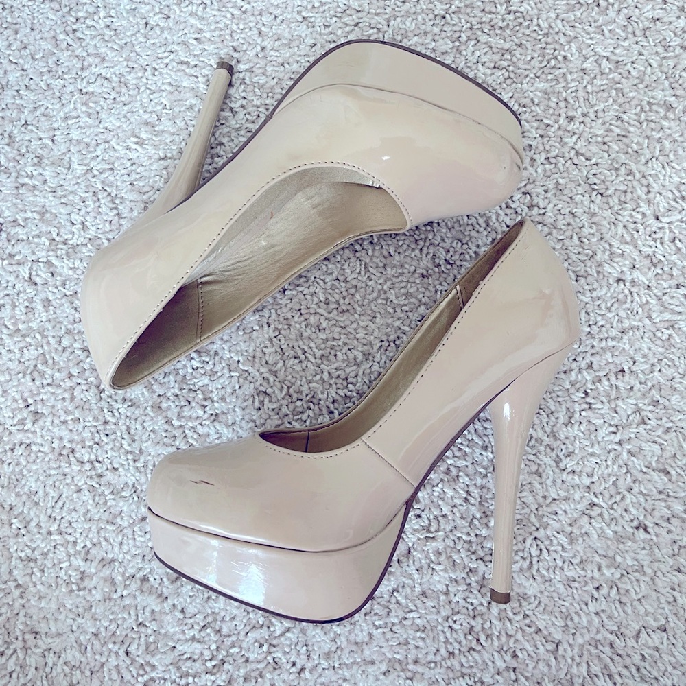 Nude pump heels